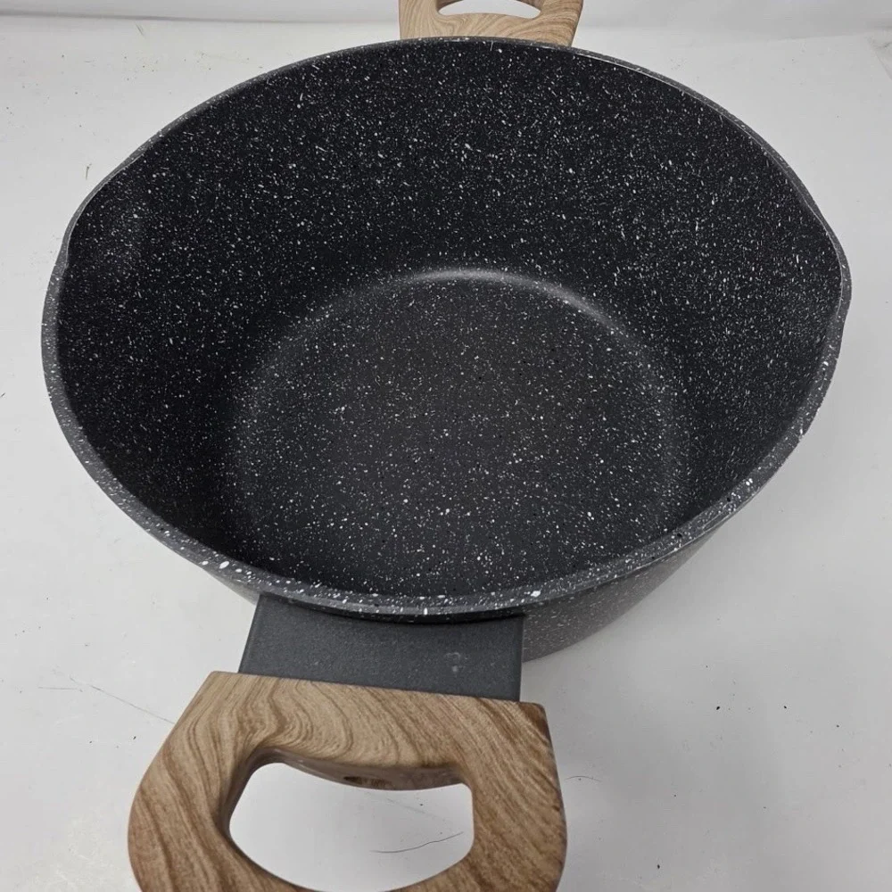 Country‎ Kitchen Stockpot Unisex OS Black Excellent Wood Look Handles Nonstick